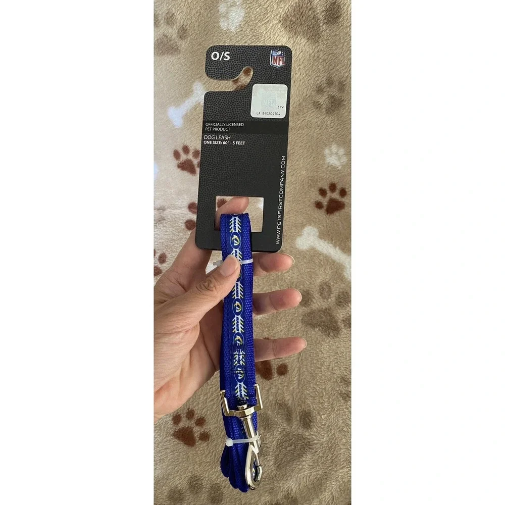 NFL Los Angeles Rams Dog Leash Blue 5 Feet OS Pets First NFLNC10081 New